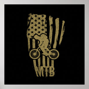 Mountainbike amerikansk flagga Mtb patriotisk Poster