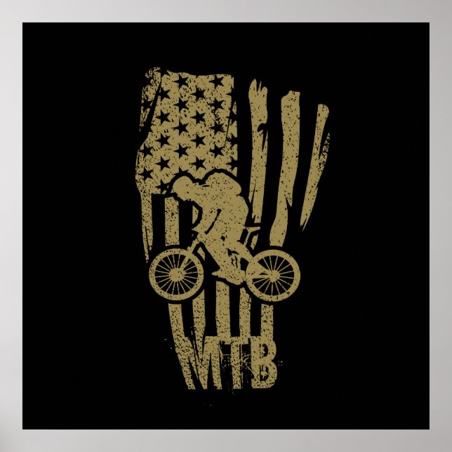 Mountainbike amerikansk flagga Mtb patriotisk Poster (Framsidan)