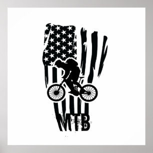 Mountainbike amerikansk flagga Mtb patriotisk Poster