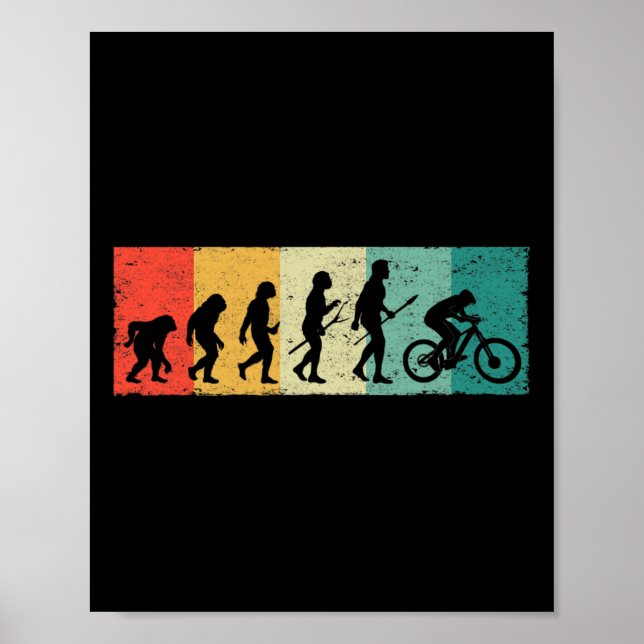 Mountainbike cyklist Mtb cykling ryttare Evolution Poster (Framsidan)