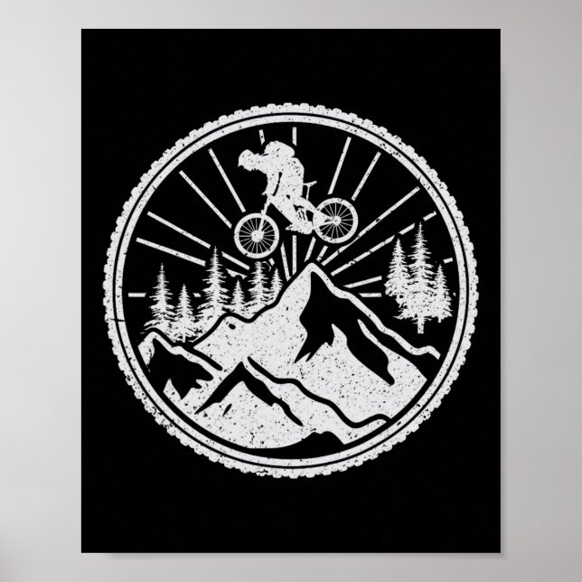 Mountainbike Extremlutforsling Mtb Hopp Skog R Poster (Framsidan)