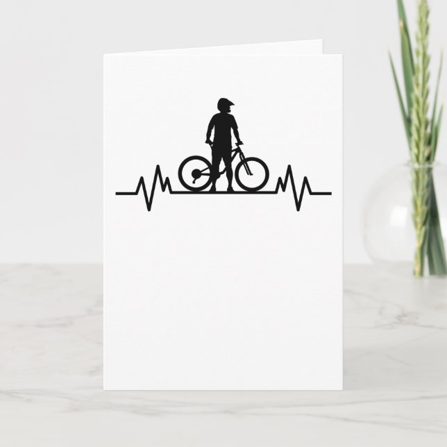 Mountainbike Heartbeat Mountain Bike Cycling Gift Kort (Framsida)