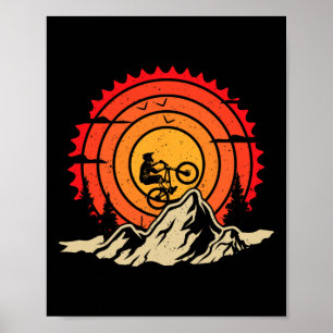Mountainbike Mtb Cykling Downhill Cyklar Solnedgån Poster