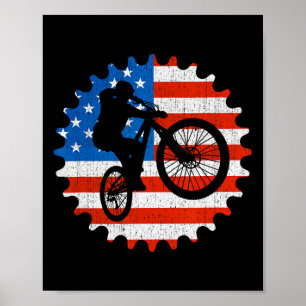 Mountainbike MTB Patriotiska cykelentusiaster USA Poster