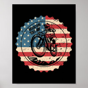 Mountainbike Mtb Usa Amerikansk Flagga Downhill Cy Poster