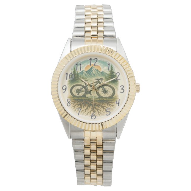 Mountainbike Naturäventyrskonst Armbandsur (Framsida)