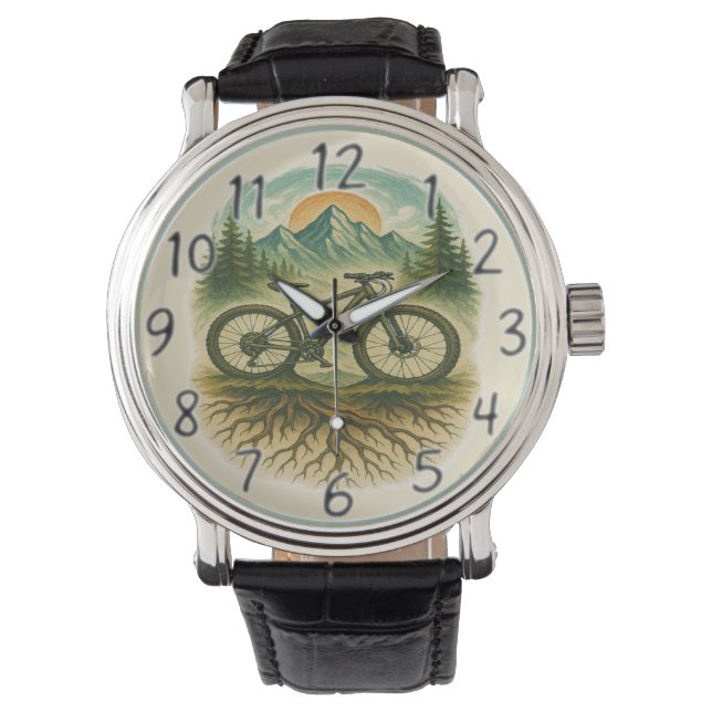 Mountainbike Naturäventyrskonst Armbandsur (Framsida)