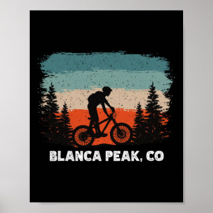Mountainbike Retro Solnedgång Vintage Blanca Peak, Poster