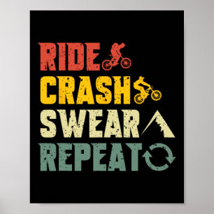 Mountainbike rolig åktur krasch svär upprepa humor poster