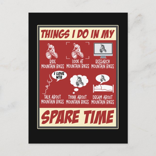 Mountainbike Roligt MTB Humor Cykling Vykort (Framsida)