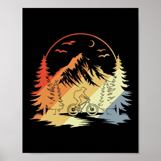 Mountainbike-skiss i retro stil  poster (Framsidan)
