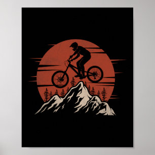 Mountainbike Solnedgång Hopp Stig Cyklist Extrem C Poster