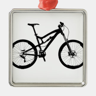 Mountainbike - svart på vit julgransprydnad metall
