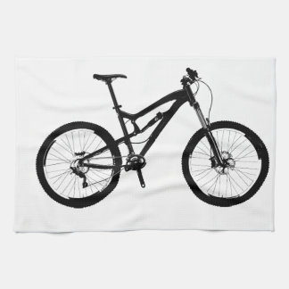 Mountainbike - svart på vit kökshandduk