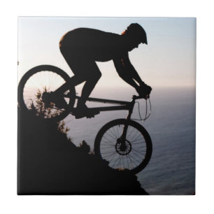 Mountainbikeåkare. Lions Head, Kapstaden Kakelplatta
