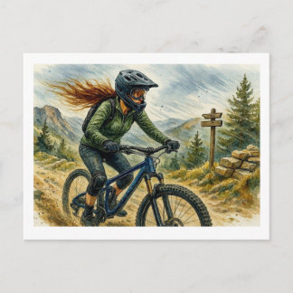 Mountainbikeåkare på stig, vykort