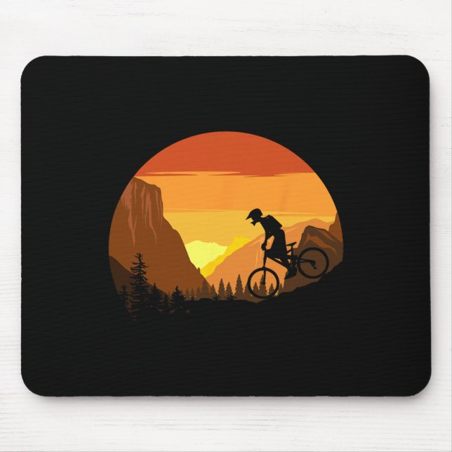 Mountainbikeåkning Retro Solnedgång Stig Cyklist  Musmatta (Framsidan)