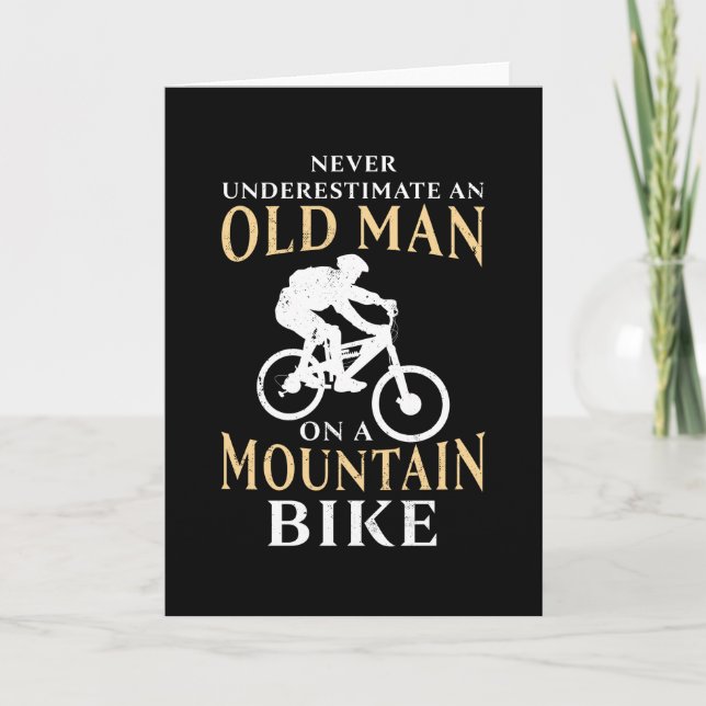 Mountainbikepresent för gammal manlig cyklist kort (Framsida)