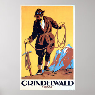 Mountaineer i Grindelwald, Schweiz Poster