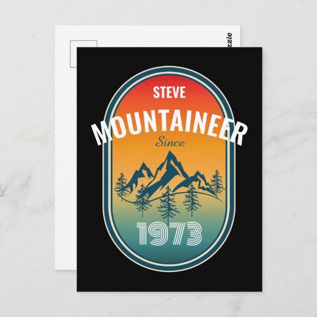 Mountainer Personalize Vintage Birthday Vykort (Fram/baksida)