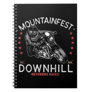 Mountainfest Backhill Motorcykel Tävling Grafisk M Anteckningsbok