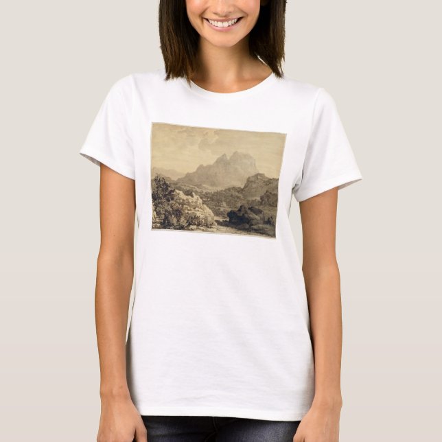 Mountainous Ligcape, c.1780 (grått och bruntvätta) T-shirt (Framsida)
