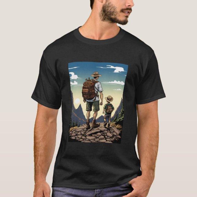 Mountainravel Camping Adventure Father and Son fam T Shirt (Framsida)