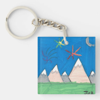 Mountains and Fireworks Keychain