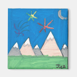 Mountains and Fireworks Magnet