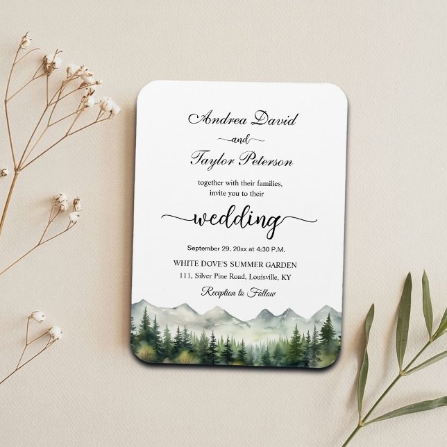 Mountains and Pines Elegant Wedding Invitation Magnet (Skapare uppladdad)