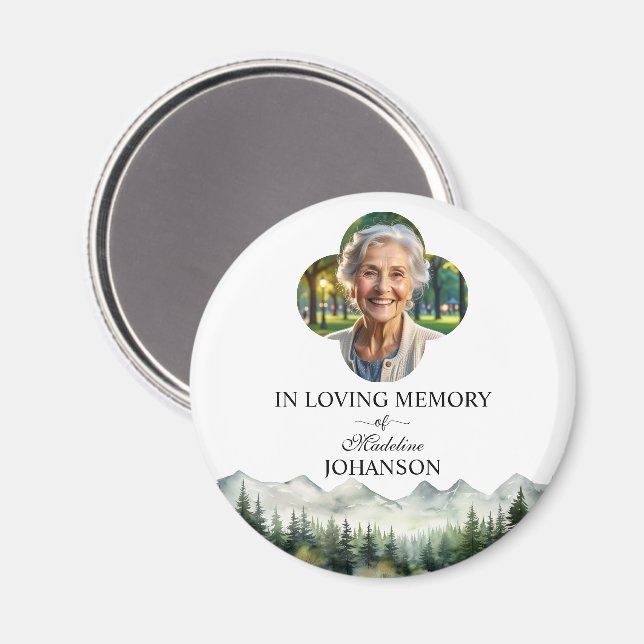 Mountains and Trees Celebration Of Life Keepsake Magnet (Front/Back)