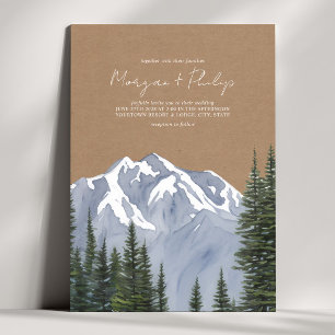 Mountains Evergreen Cardstock Bröllop Inbjudningar