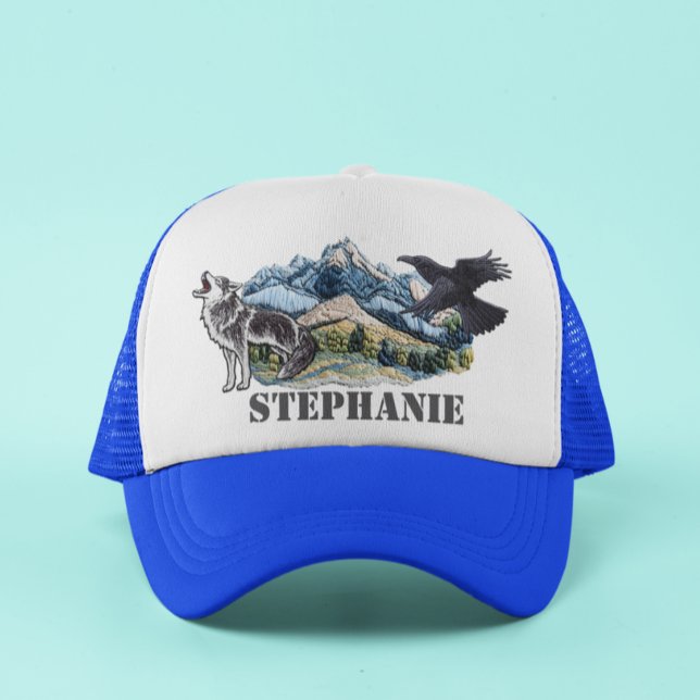 Mountains Faux Patches Varg Raven Personlig Keps (Skapare uppladdad)