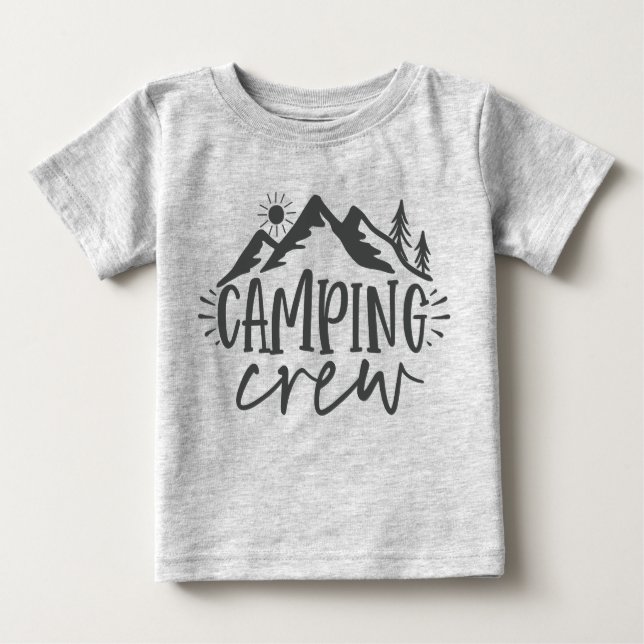 Mountains Forest Sunrise Camping Crew T Shirt (Framsida)