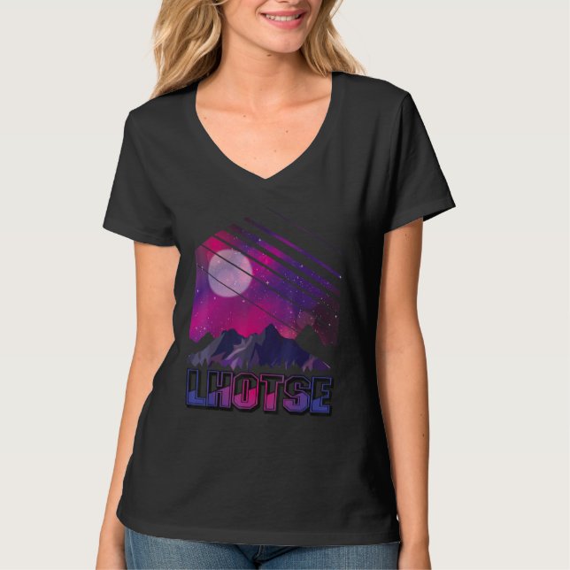 Mountains Galaxy Hiking Lhotse Nepal Hike Mountain T Shirt (Framsida)
