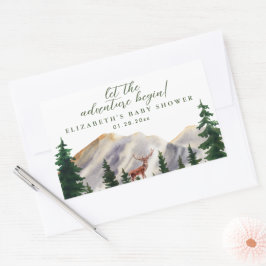 Mountains Hjort Baby Shower Rektangulärt Klistermärke