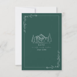 Mountains Line Art Emerald Bröllop OSA Card Kort