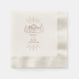 Mountains Line Art Terracotta Bröllop Napkins Pappersservett