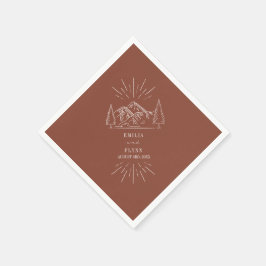 Mountains Line Art Terracotta Bröllop Pappersservett