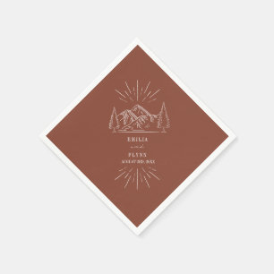 Mountains Line Art Terracotta Bröllop Pappersservett