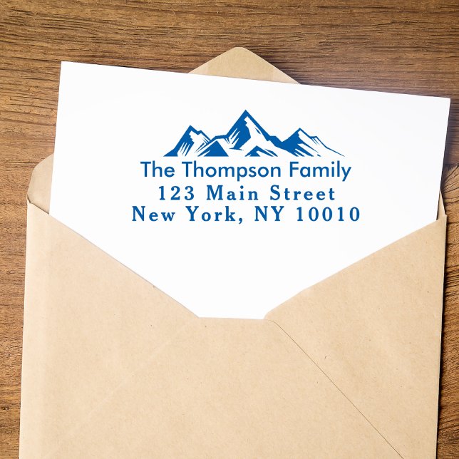 Mountains Returadress Family Namn Anpassningsbar Självfärgande Stämpel (Skapare uppladdad)
