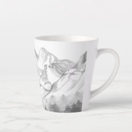 Mountains Sketched in Pencil on Latte Mug