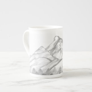 Mountains Sketched in Pencil on Latte Mug Benporslin Mugg