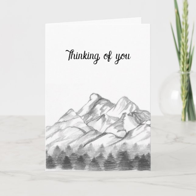 Mountains Sketched in Pencil on Note Card Kort (Framsida)