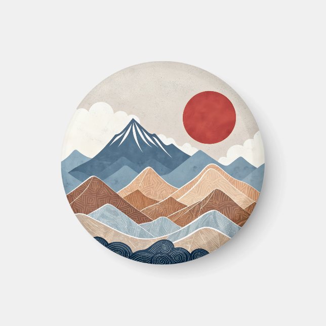 Mountains Sunset Beauty Magnet (Framsidan)