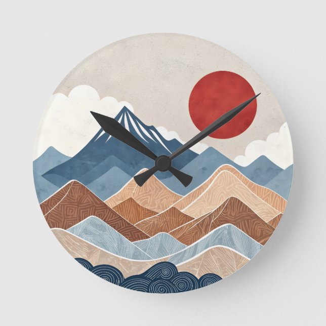 Mountains Sunset Beauty Rund Klocka (Framsida)