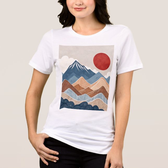 Mountains Sunset Beauty T Shirt (Framsida)