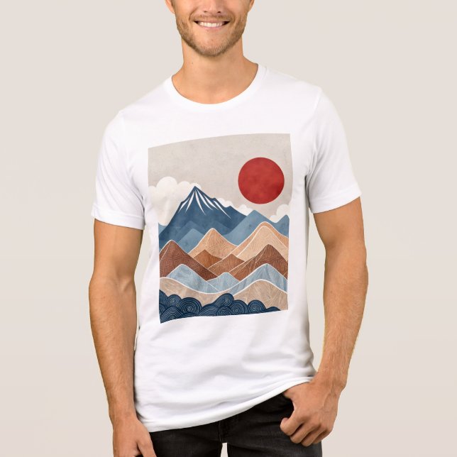 Mountains Sunset Beauty T Shirt (Framsida)