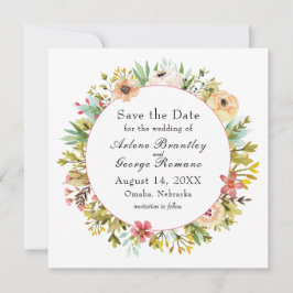 Mountainside Wildblommor Watercolor Bröllop Spara Datumet