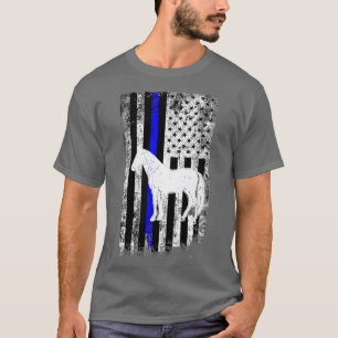 Mounted Patrol Police Horse American Flagga T Shirt